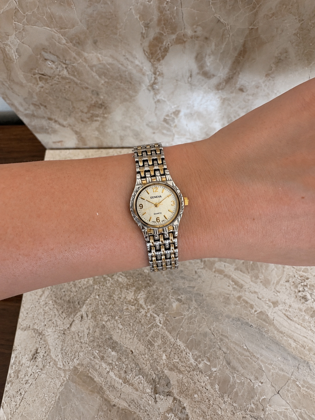 The Geneva Two-Tone Woven Bracelet Watch