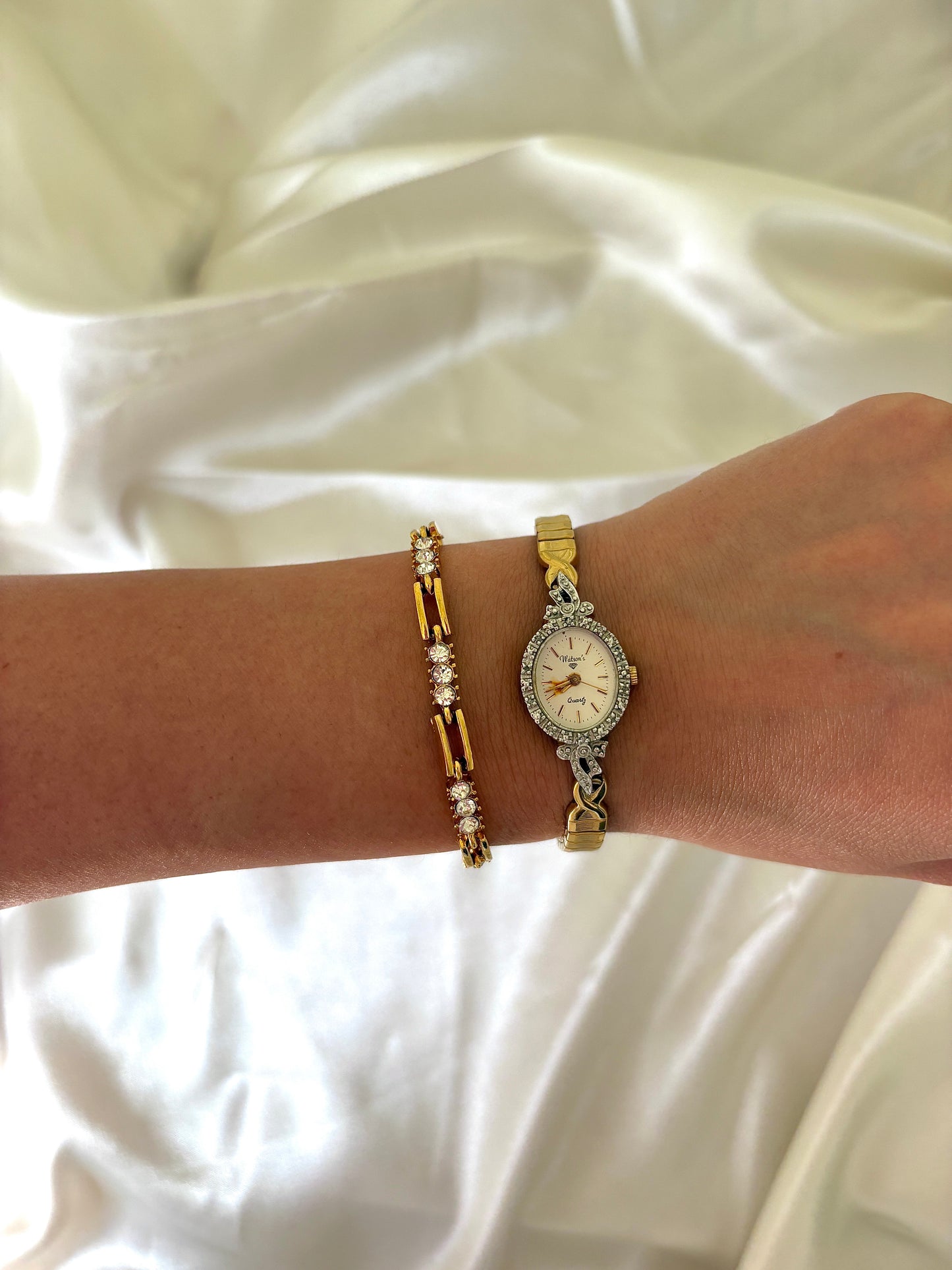 Gold Watch Stack with Earrings