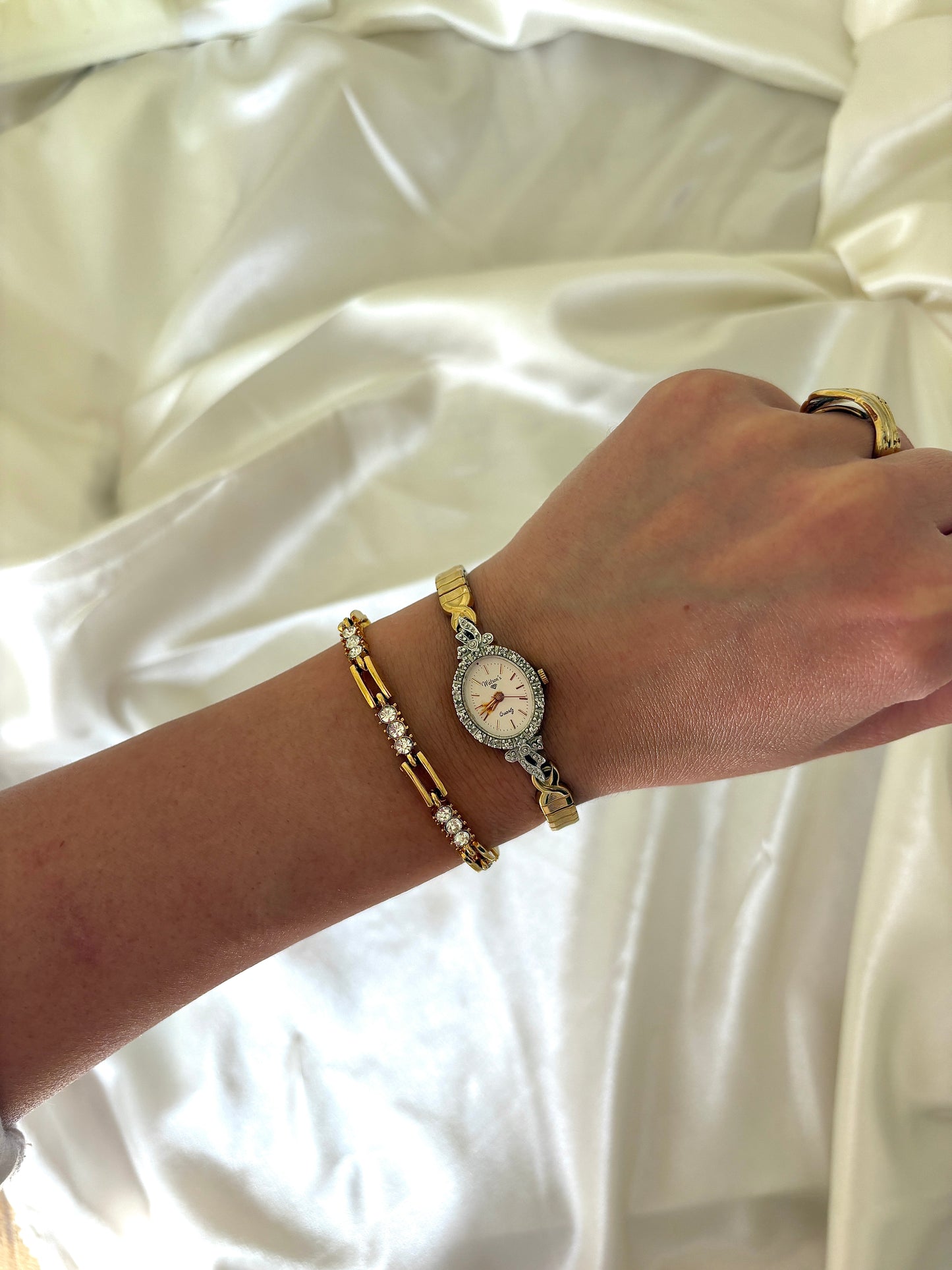 Gold Watch Stack with Earrings