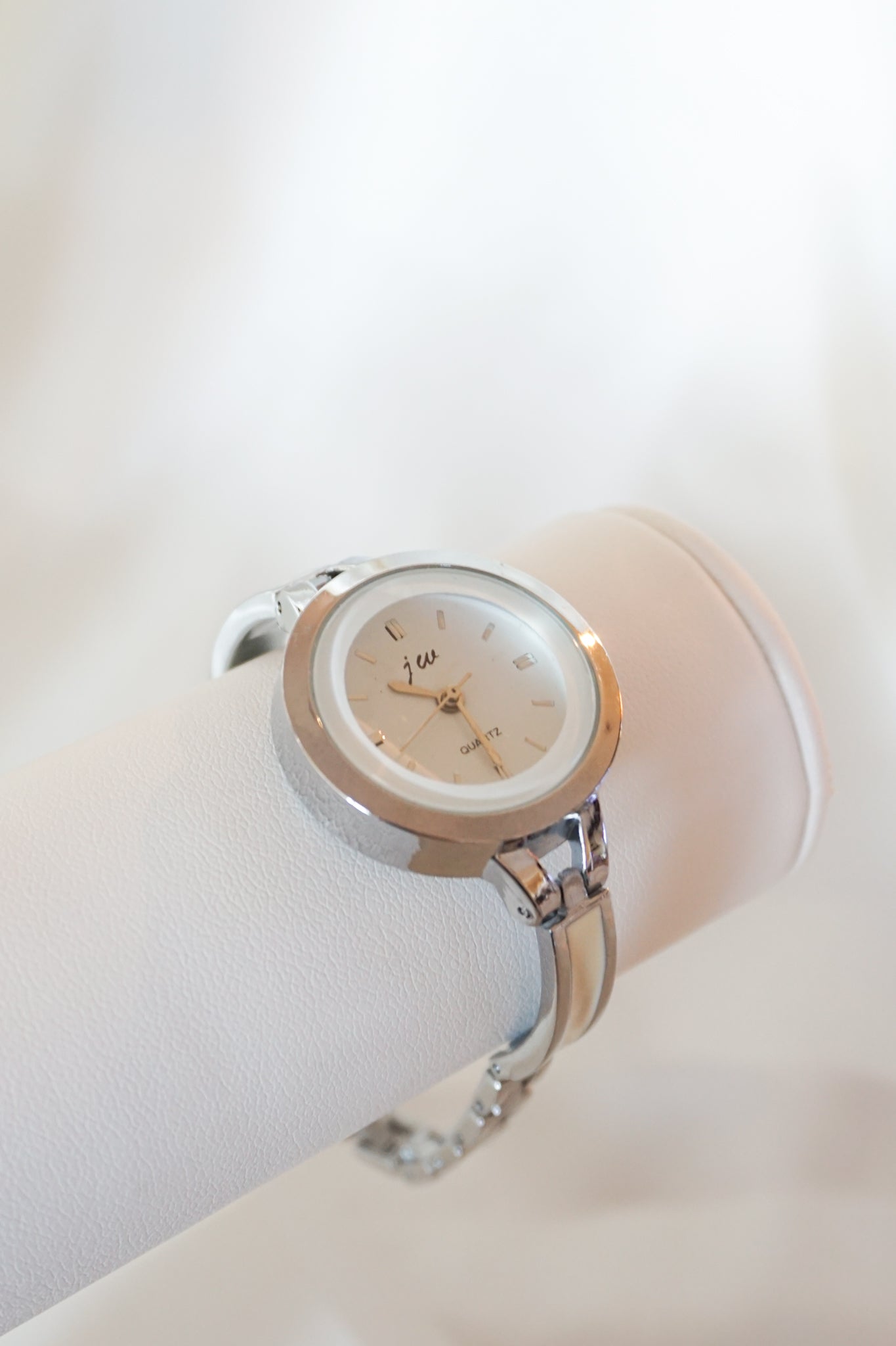 White Enamel & Silver Watch