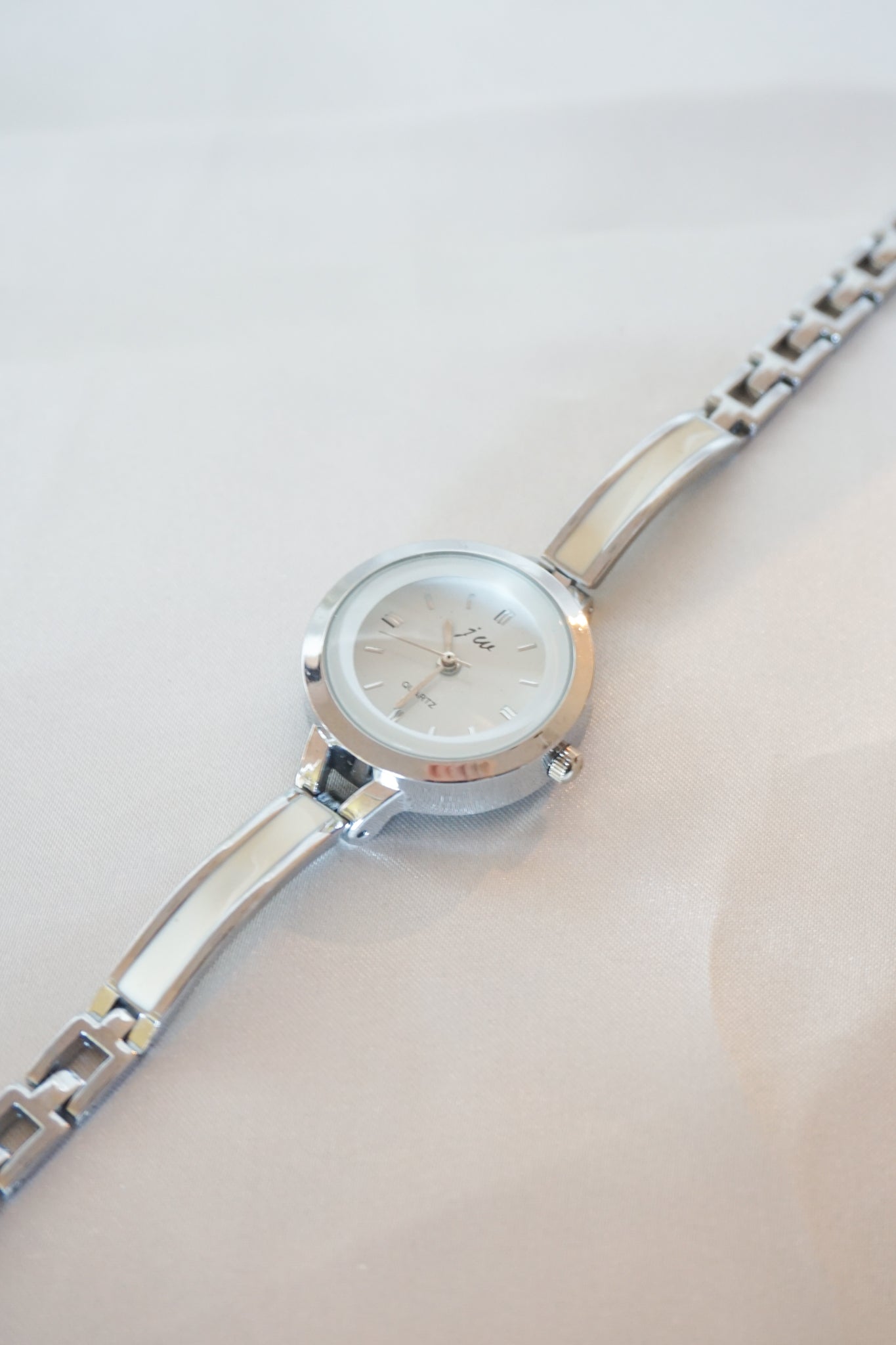 White Enamel & Silver Watch