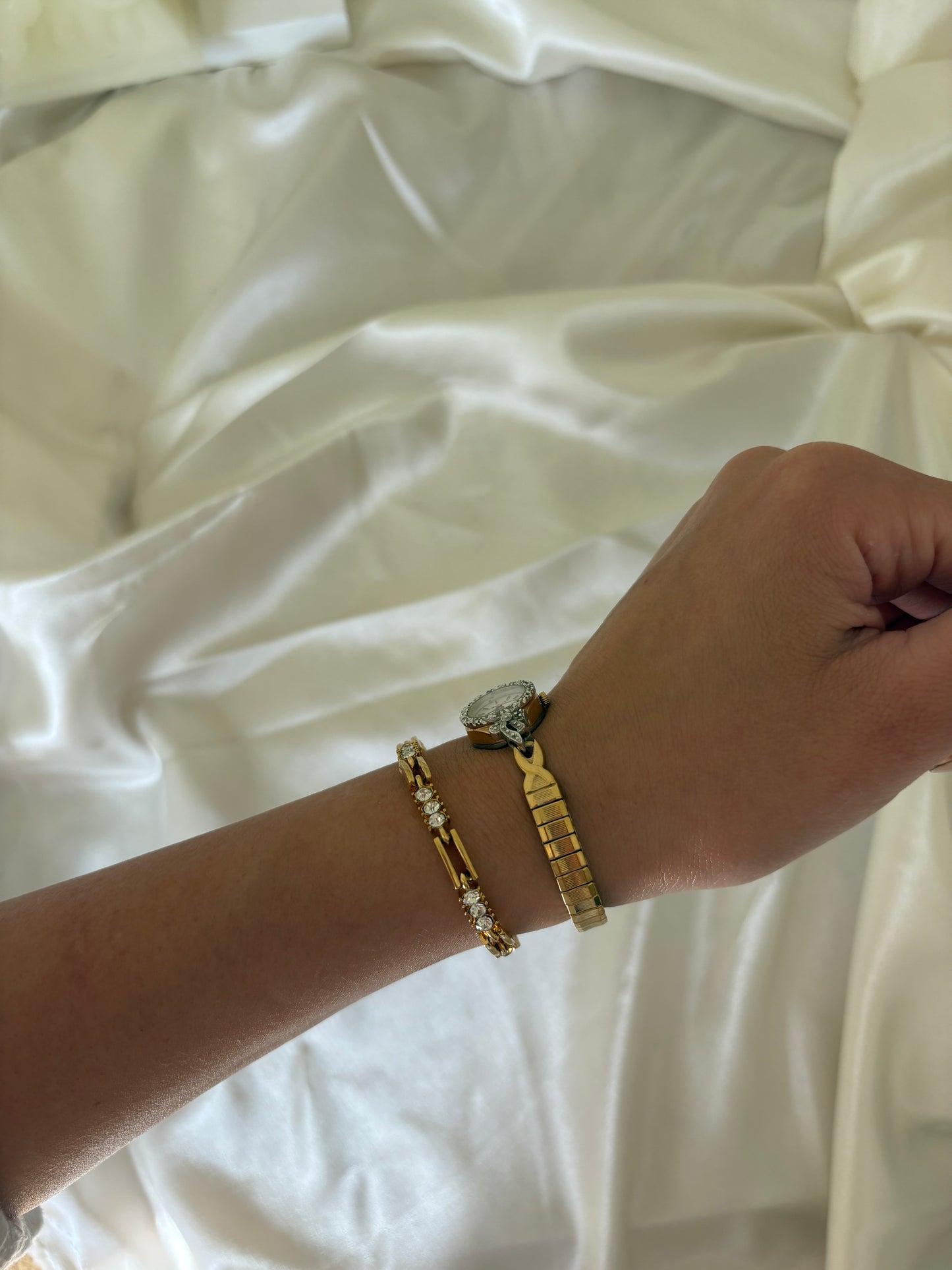 Gold Watch Stack with Earrings